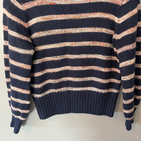 Madewell Wool Blend Striped Metcalf Mockneck Sweater Dark Nightfall - Picture 6 of 12
